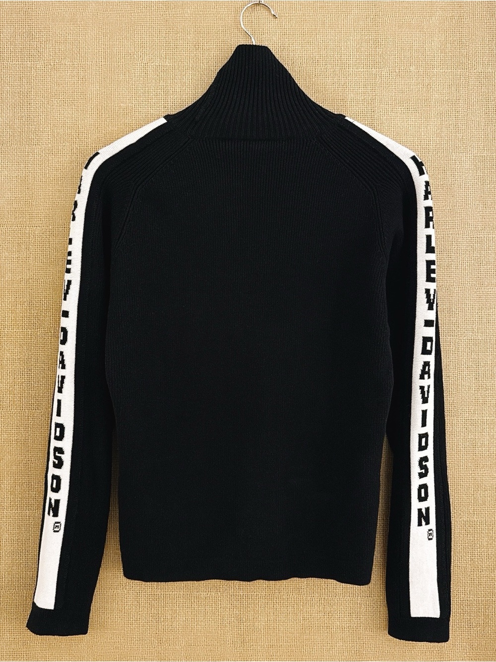 Harley Davidson Moto Sweater Black Turtleneck Spell Out Sleeve Sturgis Hog Biker - Picture 3 of 10